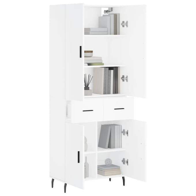 vidaXL - Hoge - kast - 69,5x34x180 - cm - bewerkt - hout - wit
