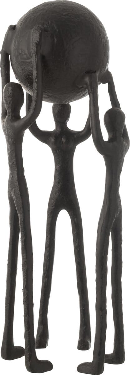 J-Line decoratie Figuur Persoon Kring Bal - aluminium - zwart