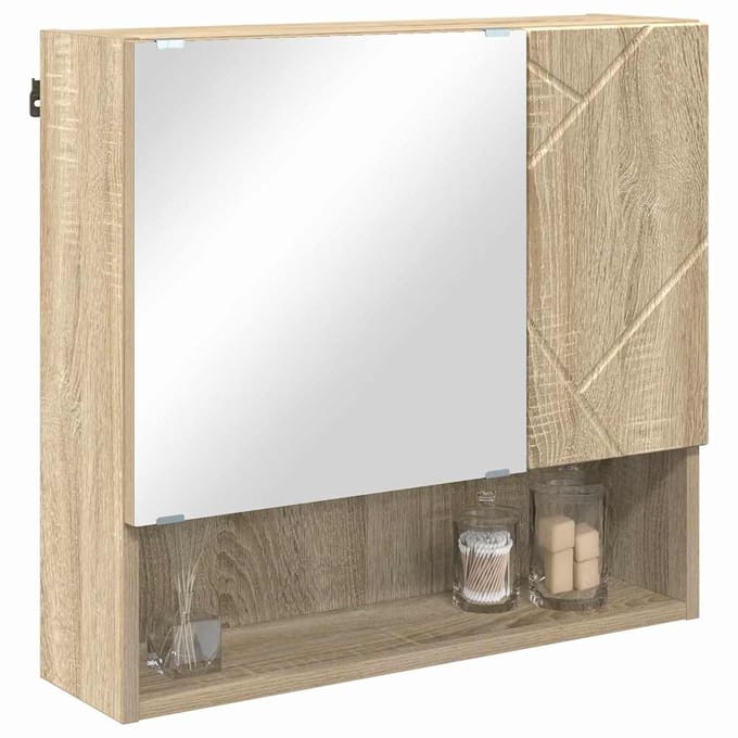 vidaXL - Spiegelkast - Sonoma - Eik - 59 - x - 17 - x - 55 - cm - Bewerkt - hout