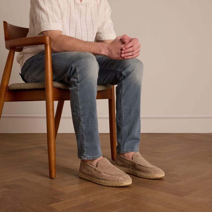 Manfield - Heren - Beige suède espadrilles - Maat 42