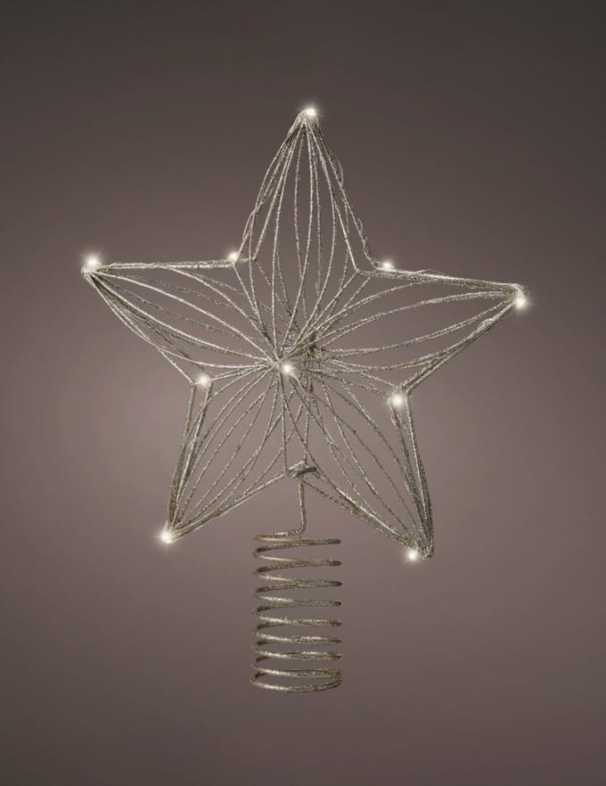 Decoris kerst ster piek - LED verlichting - steady - warm wit - H25 cm