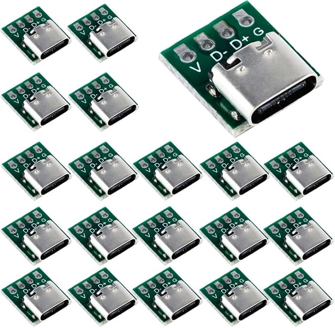 RUNCCI-YUN 20pcs USB C 3.1 Breakout Board voor Dataoverdracht en Opladen