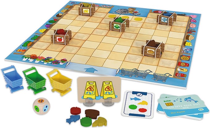 Mini Market spel met houten boodschappen