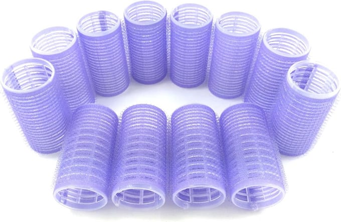 Haarrollers Set - Kappersrollers Klittenband - Haar Stijlen - Hittevrij Krullen - 12 Stuks - Willekeurige Kleuren