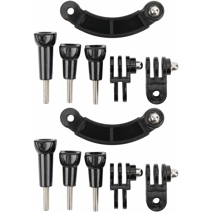 2 Sets Helm Verlengarm Gebogen Beugel voor Selfie Sportcamera Klimmen Kamperen Rijden black