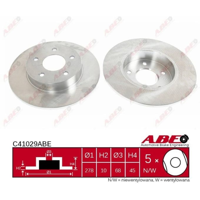 Remschijf ABE C41029 achter, volledig, 1 Stuk