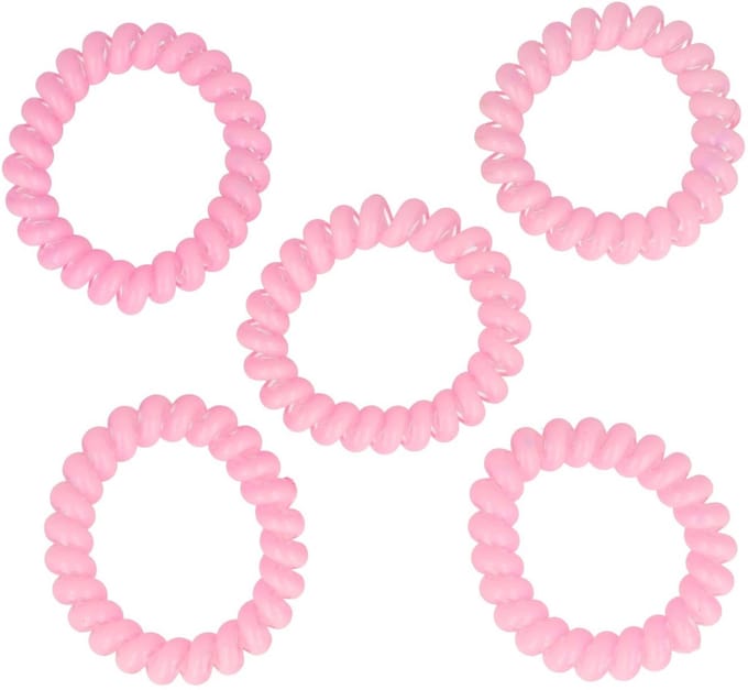 Haarsoires Haarelastieken Invisibobble - Basic - Telefoondraad - Roze - Set van 5 - Spiraal Haar Elastieken - Haarvriendelijk