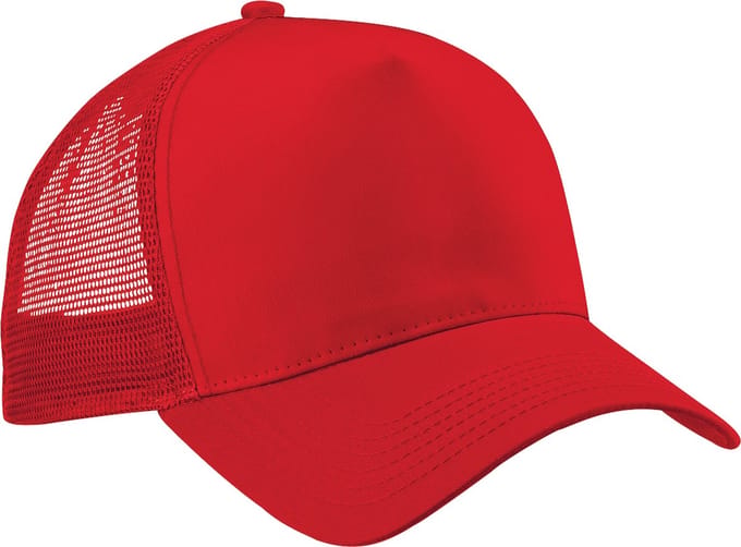 Beechfield Heren Half Mesh Trucker Cap / Hoofddeksel (2 stuks) (Klassiek Rood/Klassiek Rood)