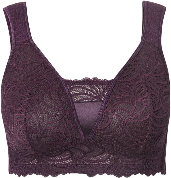 Ulla Popken - Dames - Bralette kant zonder beugel - Druivenrood - Maat 105D
