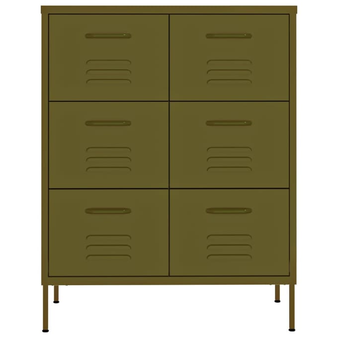 vidaXL - Ladekast - 80x35x101,5 - cm - staal - olijfgroen