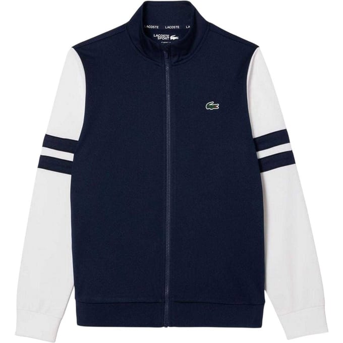 Lacoste Heren Interlock Volledige Ritssluiting Tennis Sweatshirt (Marineblauw/Wit)