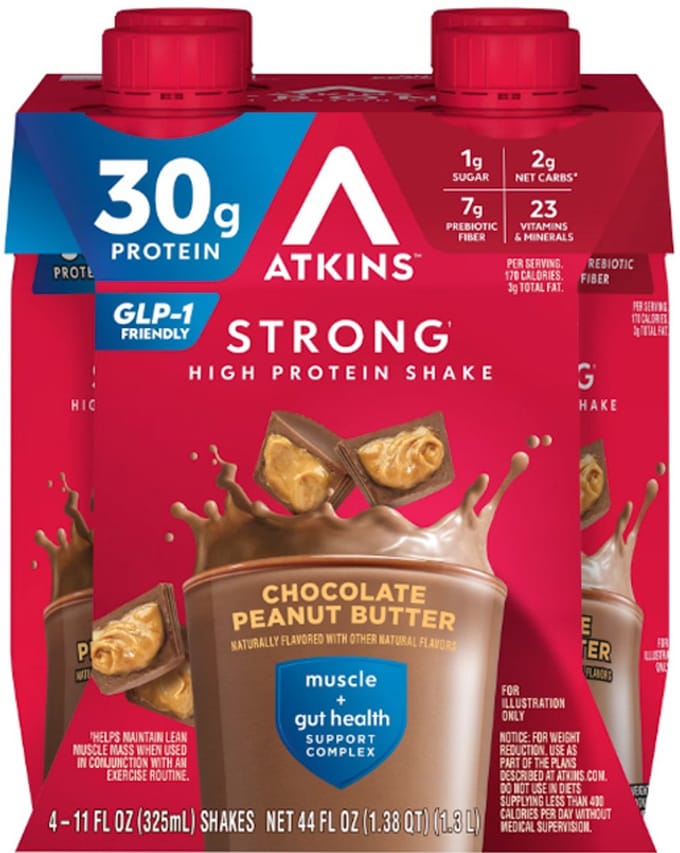Atkins | Strong High Protein Shake | Chocolate Peanut Butter | 4 Stuks | 4 x 325ml