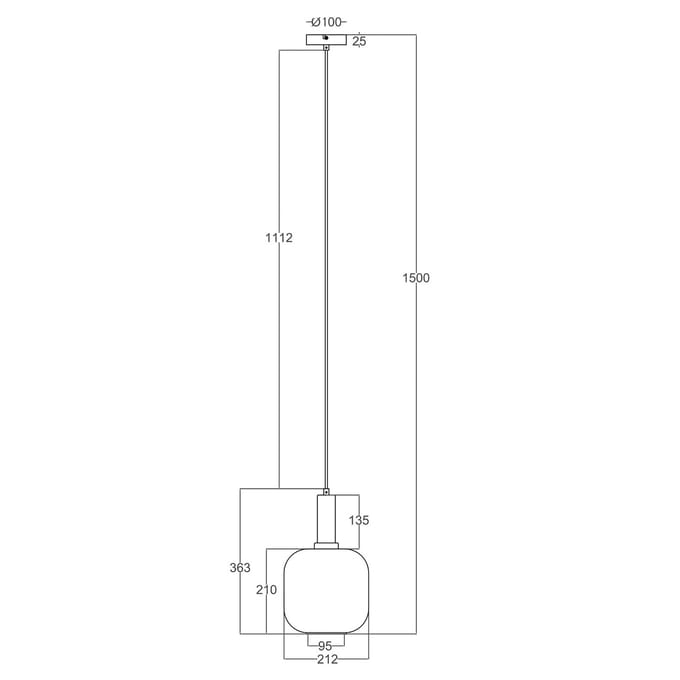 Näve Hanglamp Fumo, rookglas, 1-lamp, Ø 21cm