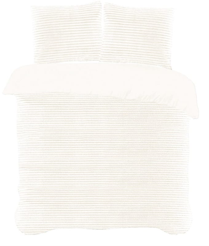 iSleep Dekbedovertrek Rib Fleece - Eenpersoons - 140x200/220 cm - Creme