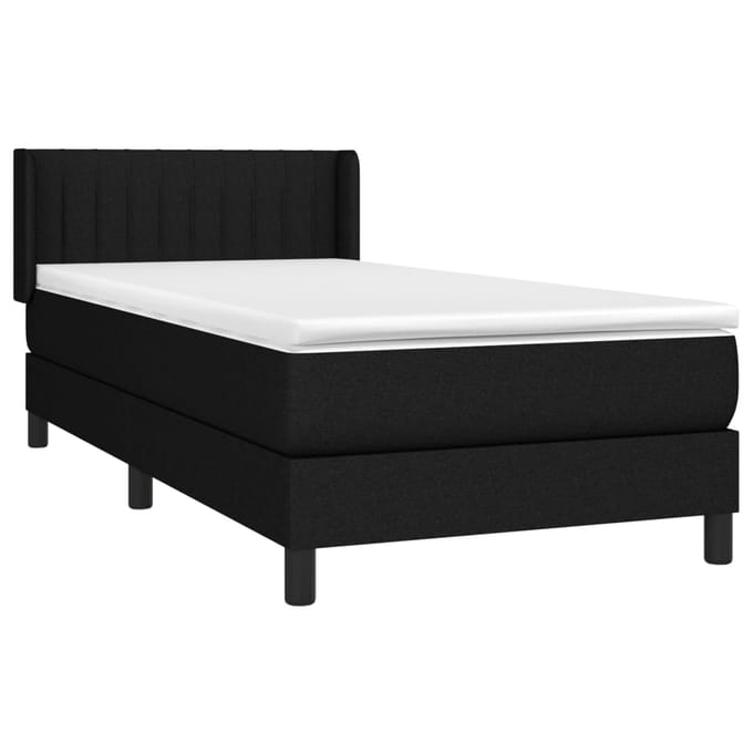 vidaXL - Boxspring - met - matras - stof - zwart - 90x190 - cm