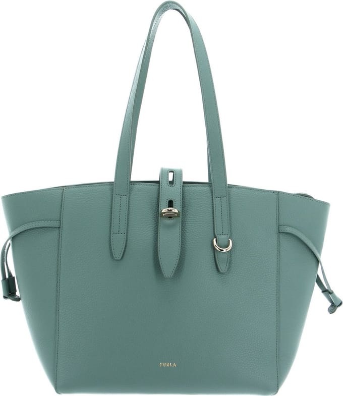 FURLA Leren Shopper Schoudertas Net Tote Bag Mineral Green Mintgroen