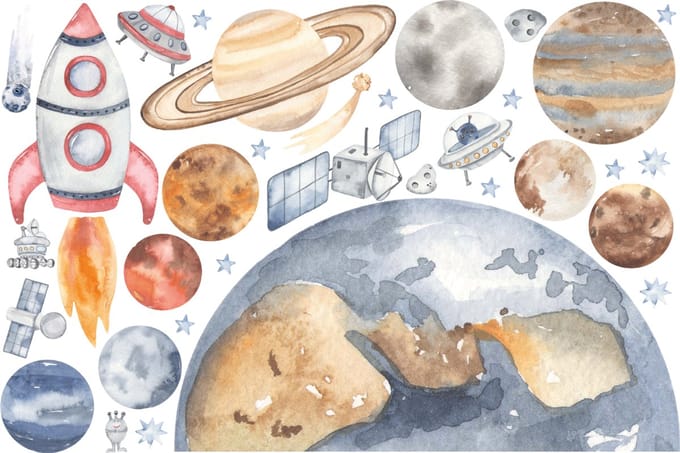 Muurstickers - PLANEET AARDE IN DE RUIMTE - Zelfklevende stickers - 60x90cm