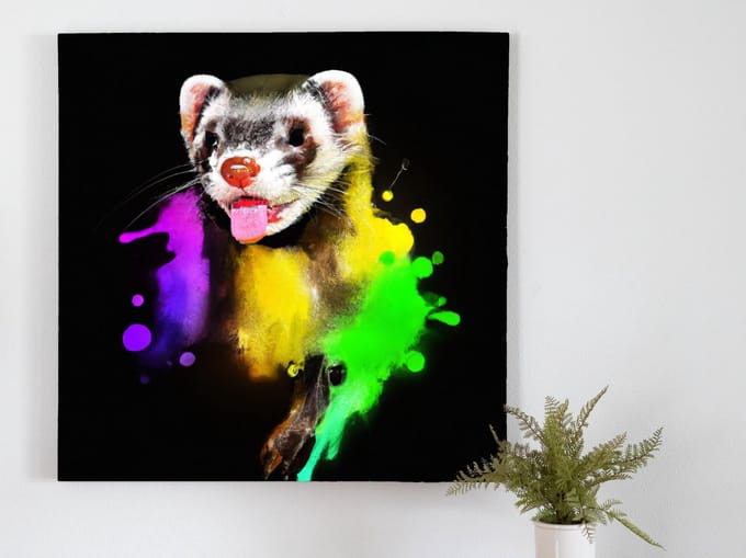 Vibrant ferret explosion | Vibrant Ferret Explosion | Kunst - centimeter op | Foto op | Vibrant ferret explosion | Vibrant Ferret Explosion | Kunst - centimeter op | Foto op | Canvas | 20 × 20 cm