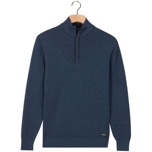 Baileys Trui Cotton Half Zip Allover Two-Tone Midden Blauw / male