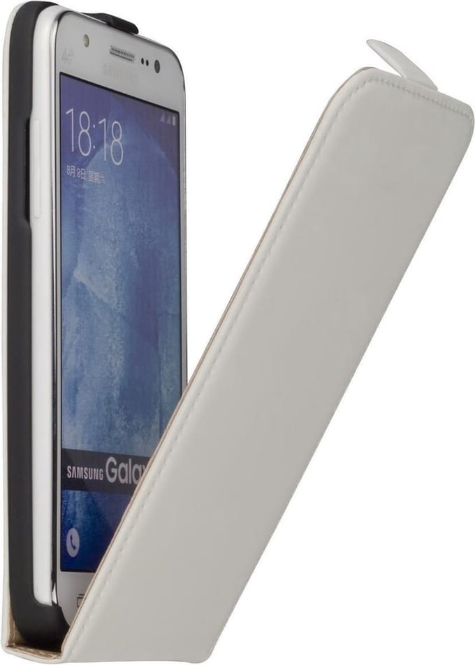 Wit premium leder flipcase Samsung Galaxy J5 hoesje