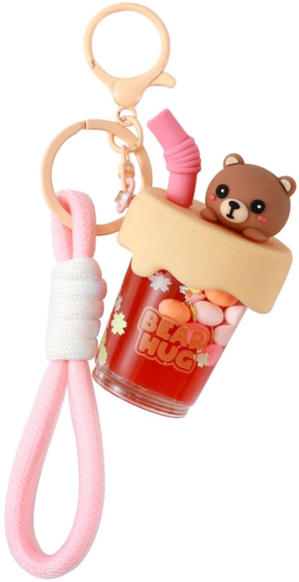 iTotal Sleutelhanger Bubble Tea Beer Keychain BEAR Plastic and Metal 4.0x4.0x7.0cm