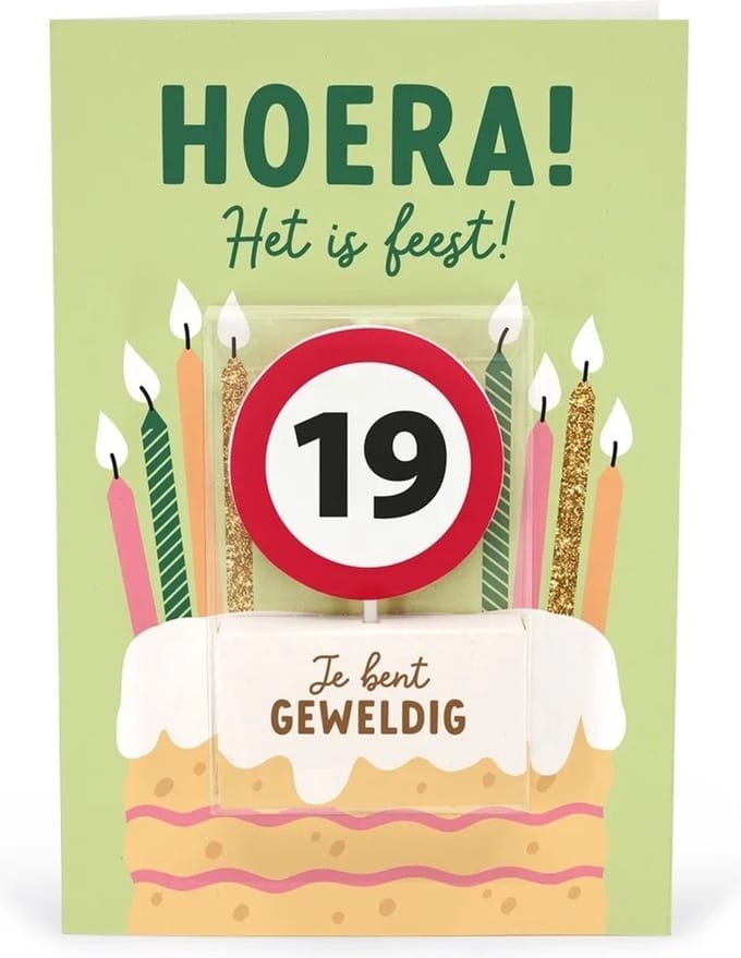 Verjaardagskaart met kaars | 19 jaar | Je bent geweldig