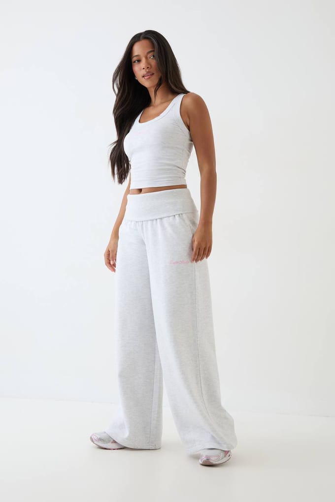 Dames Dsgn Studio Lichtgewicht Mid Rise Jogger Met Omvouwbare Tailleband | Ash Grey | Maat: Large