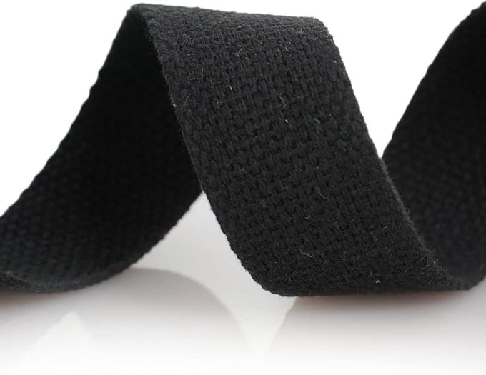 Zwart Katoenen Band - 25mm Breed en 50 Meter Lang