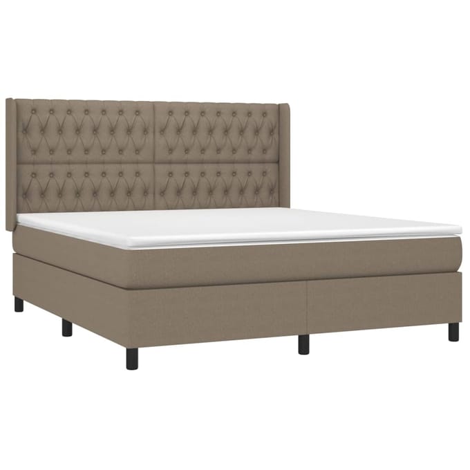 vidaXL - Boxspring - met - matras - stof - taupe - 180x200 - cm