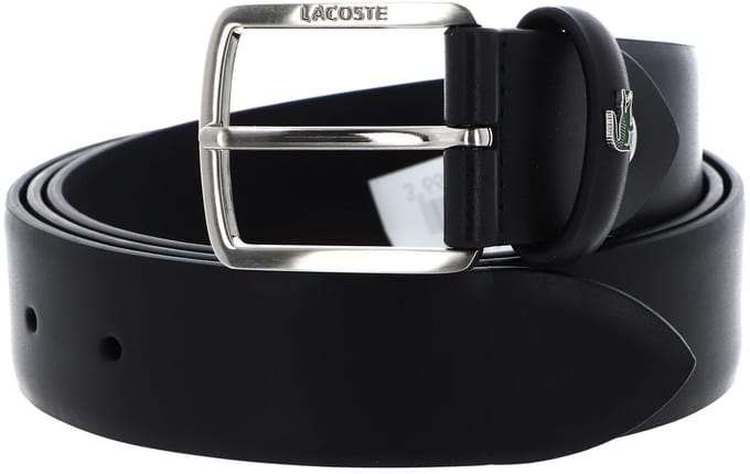 LACOSTE Leren Riem Casual 35 Stitched Edges W110 Noir Zwart