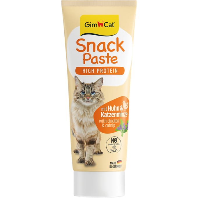 Voordeelpakket: 3x75g GimCat High Protein Snackpasta Kip & Kattenkruid Katten snacks