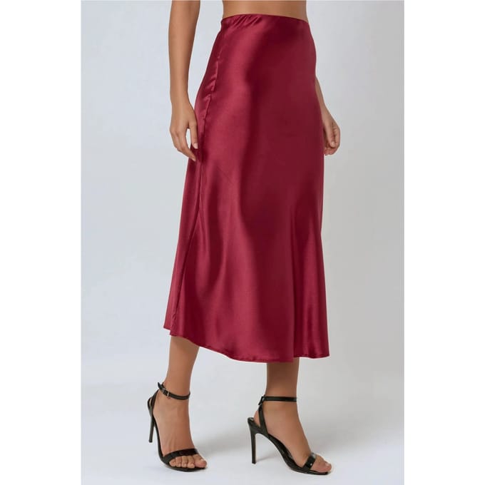 Hoge Taille Satijnen Midi Rok