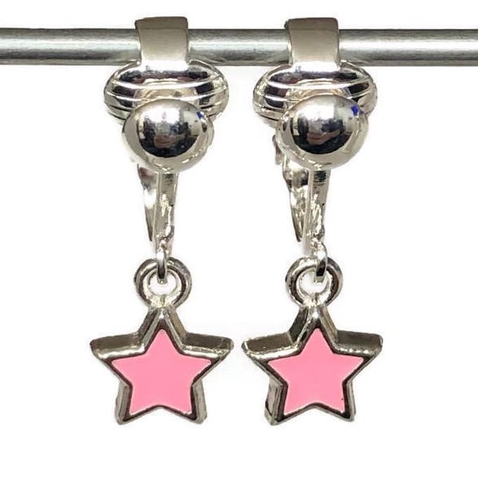 Clip Oorbellen Kinderen - Oorclips - Ster - Lichtroze- Hangoorbellen - MNQ bijoux