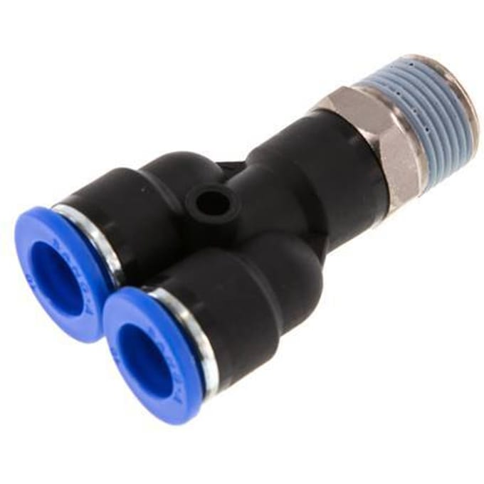 10mm x R3/8'' Y-koppeling Messing/PA 66 Insteekfitting Buitendraad Draaibaar NBR