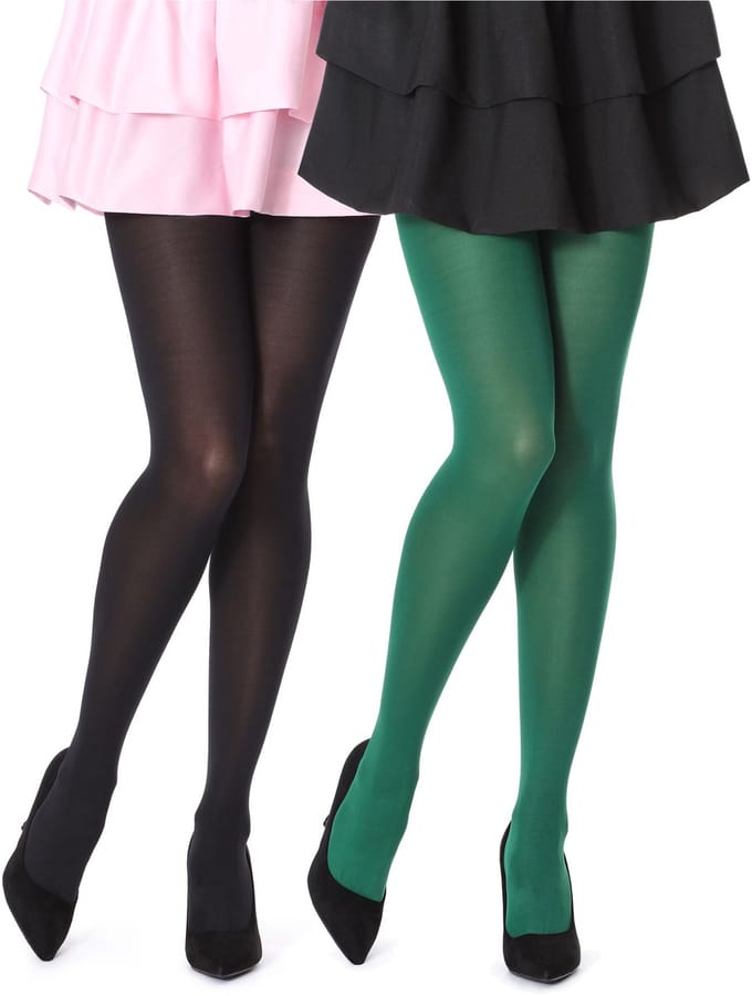 Bellivalini Dames Panty 2 Pak – 100 DEN - Polyamide - Microvezel - Zwart/Donkergroen (2Pack) – S - BLV-FI-1003-2P