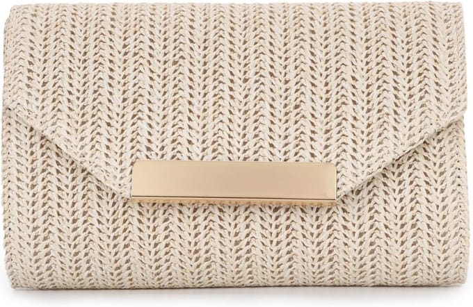 Dames Raffia Clutch Tas Gevlochten Riet Zomer Handtas