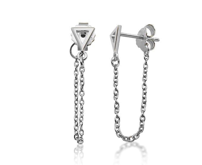 Oorhangers Triangle met Kettinkje Zilver JE023S