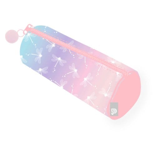 Purple passion etui rond, formaat 20 x 6 cm., kleur lila dragon fly