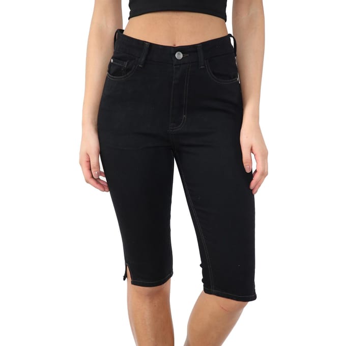 MYT Magic Shaping denim short met hoge taille voor dames, zwart