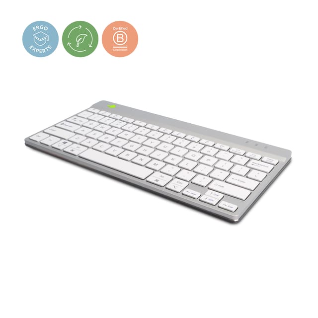 R-Go Compact Break Toetsenbord - Bluetooth - Break software - Ergonomisch design - QWERTY (US) - Wit