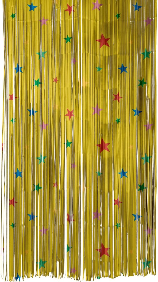 Folat - Deurgordijn Folie Goud Retro Sterren - 2 x 1 m