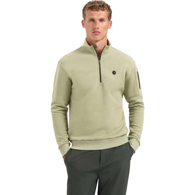 No Excess Sweater Half Zip Brushed Light Moss Maat: M | Sweaters Outlet | Heren | Groen