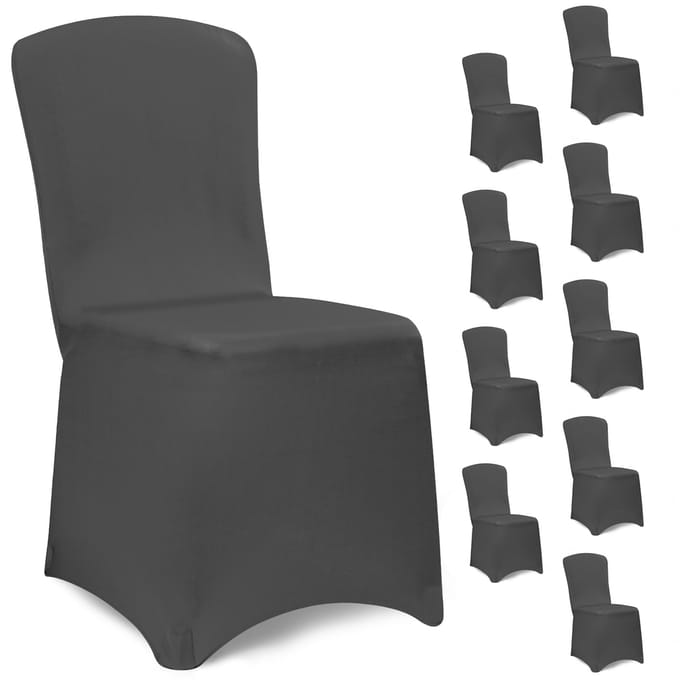 DETEX Set 10 Stoelhoezen - Eetkamerstoelen Universeel Stretch - Antraciet