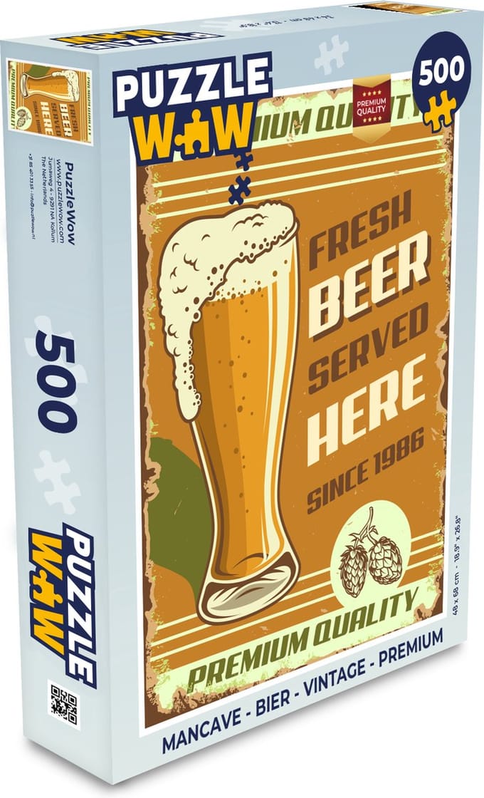 Puzzel Mancave - Bier - Vintage - Premium - Legpuzzel - Puzzel 500 stukjes