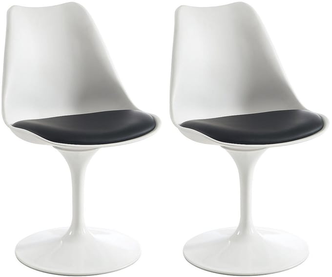 Vente-unique Set van 2 draaibare stoelen van polypropyleen, kunstleer en staal - Wit en zwart - XAFY