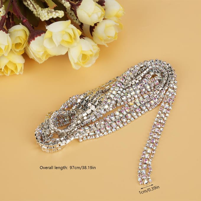 DIY 3 Rijen Diamant Mesh Wrap Rol Kristal Strass Lint Decoratie (Zilver) white