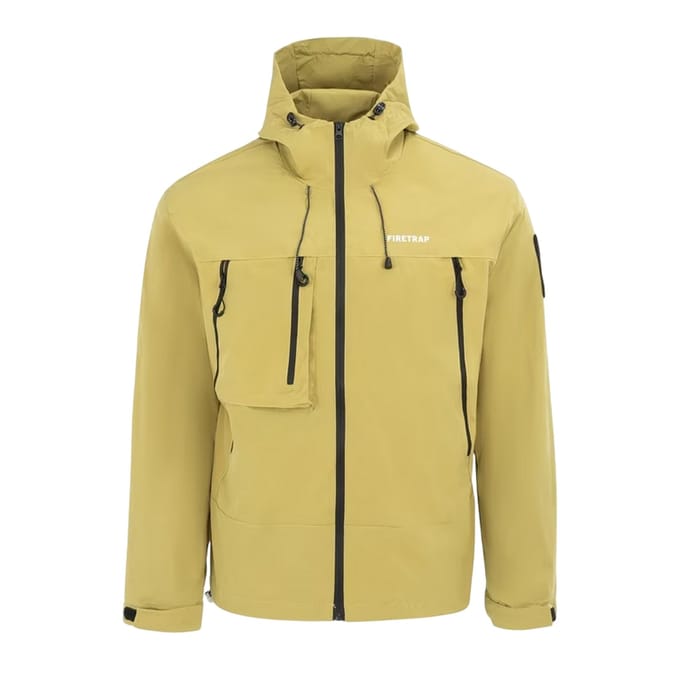 Firetrap Heren Winddichte Hooded Windbreaker (Geel)