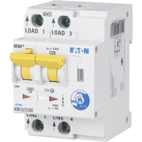 Eaton Brandbeveiligingsschakelaar, 2p, B, 25 A, 30 mA, type A, 187225