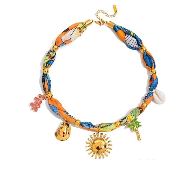 Statement ketting - Choker - Korte ketting - Zon - RVS - Bedels