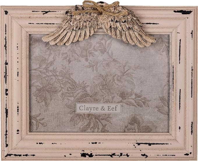 Clayre & Eef Fotolijst 13x18 cm Roze MDF Vleugels